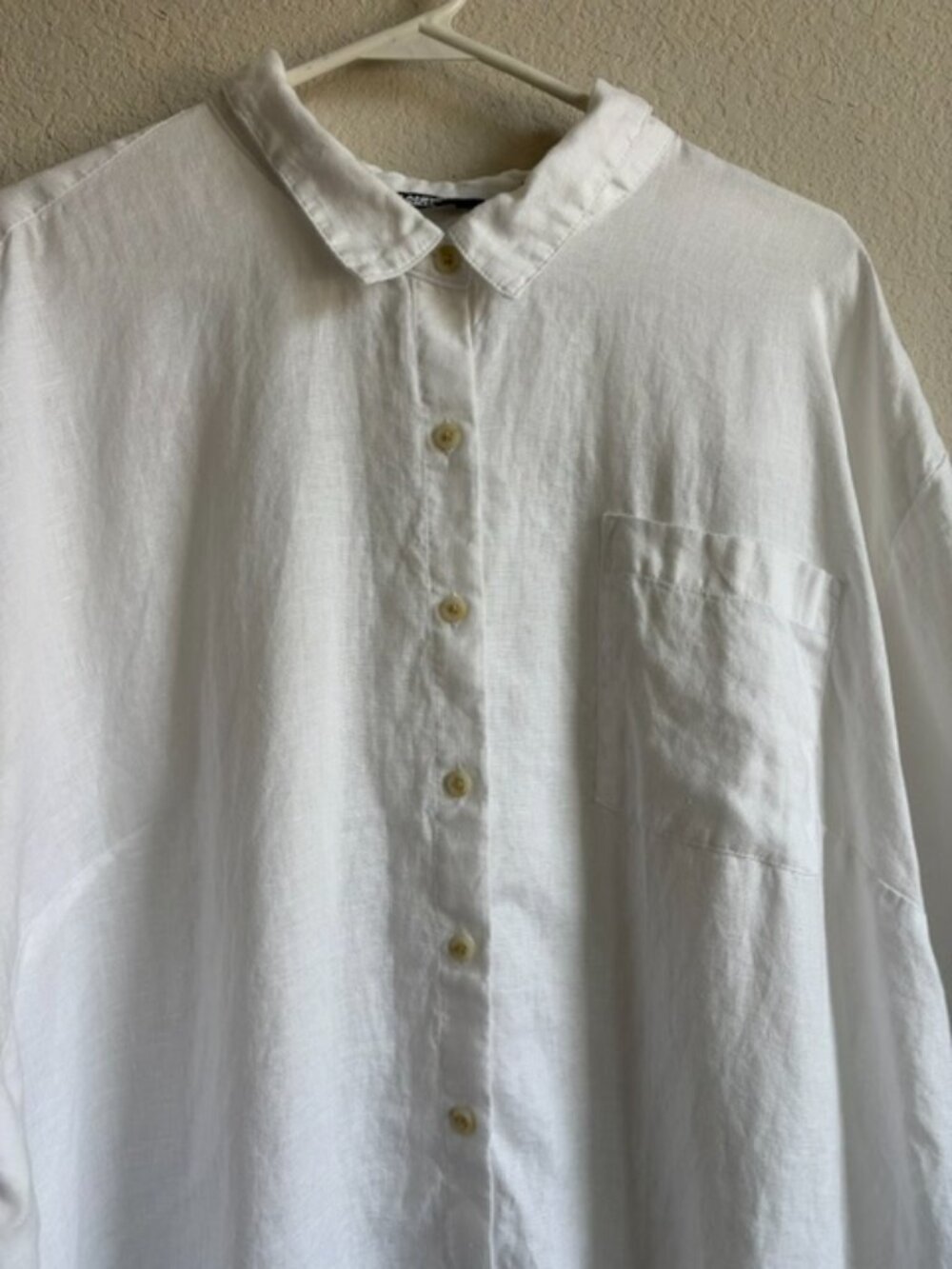 Lands End 100% Linen White Button Down Shirt Size 2X Classic Minimal Lagenlook - Picture 3 of 9